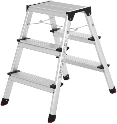Échelle domestique pliable escabeau marchepied 3 niveaux en alu antidérapant capacité de charge 150 kg conforme aux normes 12_0000480