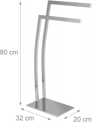 Porte-serviettes support salle de bain en acier inox couleur argenté 13_0002257_2