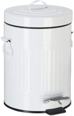 Poubelle à pédale vintage cuisine salle de bain en métal 5 litres blanc 13_0002319_2