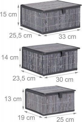 Set de 3 paniers corbeille de rangement décoration en bambou gris 13_0002491_4