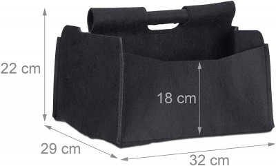 Panier en feutre journaux magazine corbeille pliable rangement poignées 2 compartiments noir 13_0001924_2