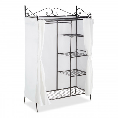 Penderie métal housse blanche 172 cm métal noir 13_0001960
