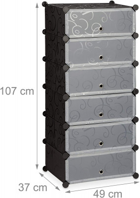 Armoire étagère meubles à chaussures rangement plastique chaussures modulable 12 paires noir 13_0001661_3