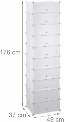 Meuble armoires chaussures casiers plastique modulable rangement 20 paires blanc 13_0001644_2
