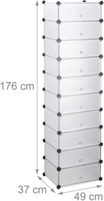 Meuble armoires chaussures casiers plastique modulable rangement 20 paires transparent 13_0001644