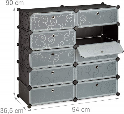 Meuble à chaussures étagère armoire rangement 10 casiers 20 paires 90 cm noir 13_0001633_3