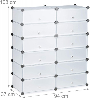 Meuble à chaussures étagère armoire rangement avec 12 casiers 24 paires transparent 13_0001634