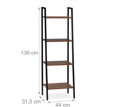 Étagère sur pied avec 4 étages salon plante 136 cm marron et noir 13_0001202_2