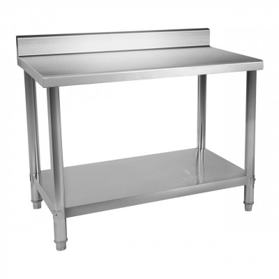 Table de travail cuisine professionnelle acier inox 120 x 70 cm avec dosseret capacité de 115 kg 14_0003656