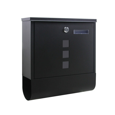 Boite aux lettres design avec porte-journaux pour montage au mur courrier noir 16_0000056