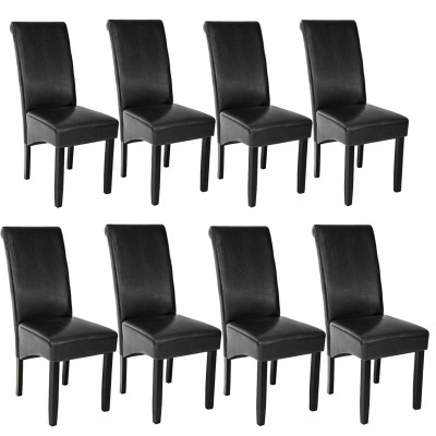 Lot de 8 chaises pieds noir siège de salon cuisine salle à manger design carré élégant noir 08_0000067