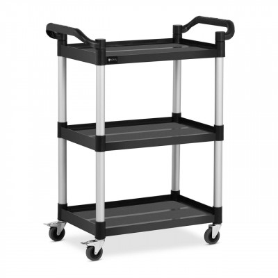 Chariot de service cuisine 3 plateaux roulette - 63 x 40 cm - 90 kg - Noir 14_0000940