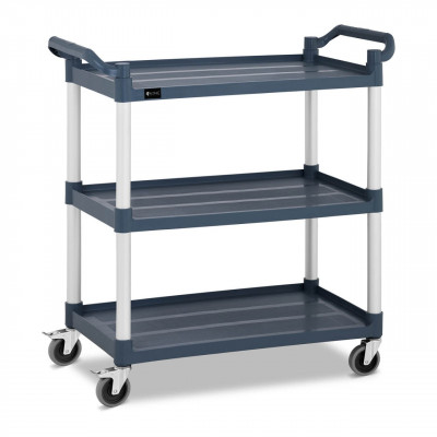 Chariot de service cuisine 3 plateaux roulettes - 150 kg gris aluminium et plastique 14_0000936