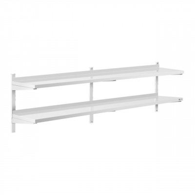 Étagère murale professionnel acier inoxydable - 2 tablettes - 40 x 200 cm 14_0001557