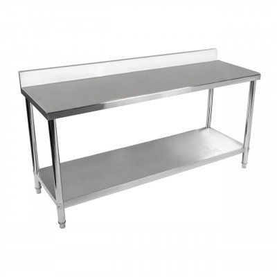 Table de travail en inox avec dosseret 180 x 60 cm capacité de 170 kg 14_0003670