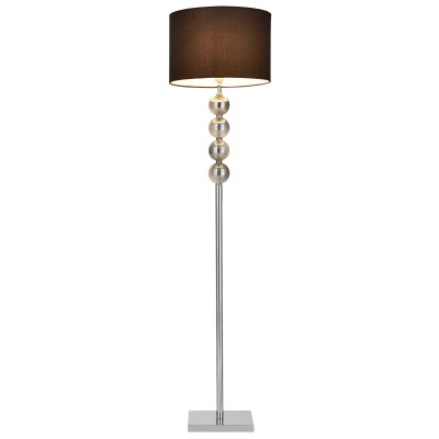 Lampadaire lampe à pied métal poli tissu chrome 155 cm noir 03_0002448