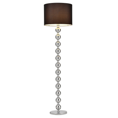 Lampadaire lampe sur pied métal tissu noir chrome hauteur 155 cm diamètre de l'abat jour 48 cm douille 1 x E27 03_0002458