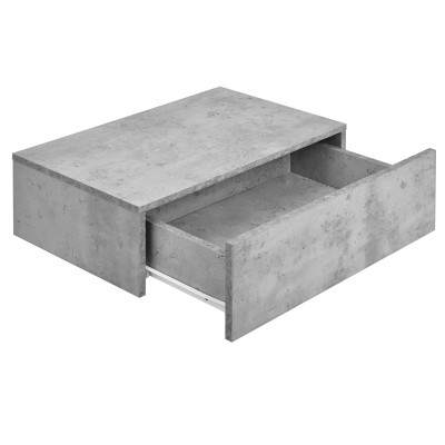 Étagère murale pour chambre à coucher avec 1 tiroir couleur béton 46 x 30 x 15 cm 03_0001797