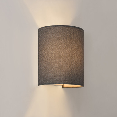 Lampe murale demi-cercle applique intérieure e27 abat jour en linge 20 cm gris 03_0002530