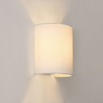 Lampe murale demi-cercle applique intérieure e27 abat-jour en linge 20 cm blanc 03_0002529