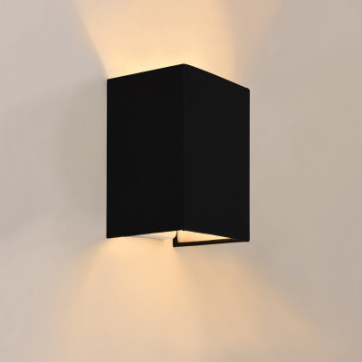 Lampe murale applique angulaire e27 60 watts 20 cm abat-jour en linge noir 03_0002527