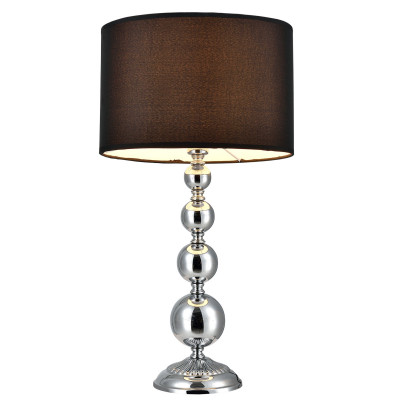 Lampe de table chevet bureau liseuse méta diamètre 29 cm tissu chrome et noir 03_0002499