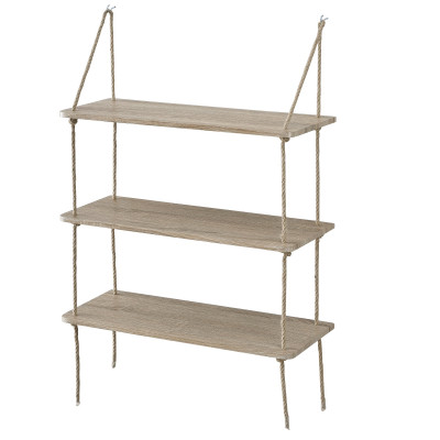 Étagère murale avec 3 tablettes avec fixation de corde 60 cm aspect en bois 03_0001714