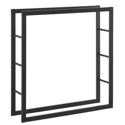 Porte-bûches robuste range-bûches solide support pour bois de chauffage rangement efficace pour intérieur extérieur acier laqué 100 cm noir 03_0005952