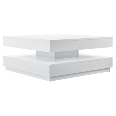 Table basse avec plateau tournant panneau de fibre de bois 76 x 76 cm blanc 03_0004126