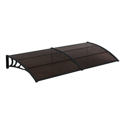 Auvent de porte marquise résistante aux intempéries ABS polycarbonate aluminium 300 x 100 cm noir marron 03_0004675