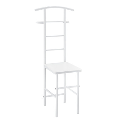 Valet de chambre porte vêtements avec cintre et porte pantalons métal MDF 107 cm blanc 03_0006283