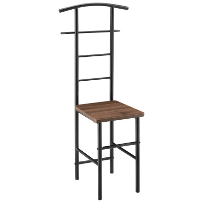 Valet de chambre nuit porte vêtements avec cintre et porte pantalons métal MDF 107 cm noir marron 03_0006284