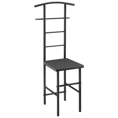 Valet de chambre porte vêtements de nuit solide en métal MDF 107 cm noir gris 03_0006285