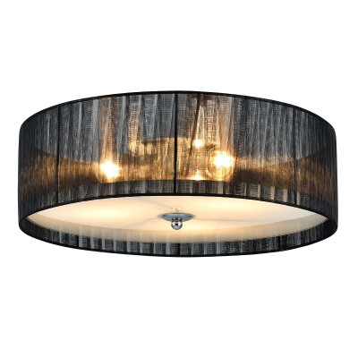 Plafonnier moderne lustre design lampe à suspension salon diamètre 40 cm tissu verre noir blanc 03_0005937