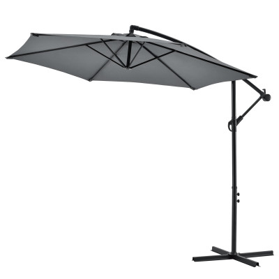 Parasol déporté hexagonal avec manivelle inclinable imperméable UV diamètre 270 cm gris 03_0005912