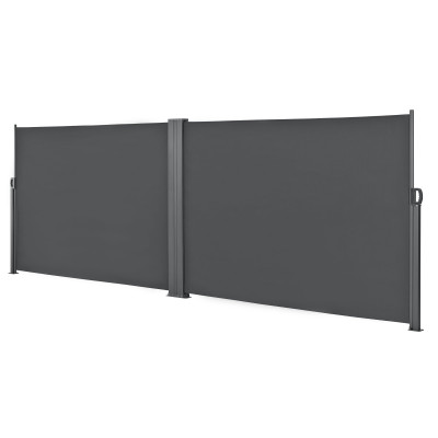 Double brise-soleil pare-soleil garde-vue métal et polyester 2 x 300 cm gris 03_0001632