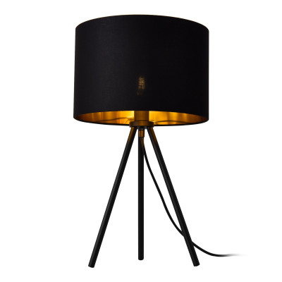 Lampe de bureau élégante lampe de table stylée liseuse trépied E14 métal tissu hauteur 51 cm noir doré 03_0005275