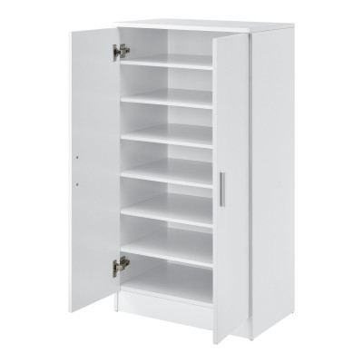 Meuble à chaussure rangement porte-chaussures avec 2 portes et 7 surfaces de stockage 108 x 55 x 35 cm mdf effet blanc 03_0002837