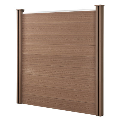 Clôture de jardin brise vue brise vent bois composite (wpc) brun 183 x 187cm 03_0001477