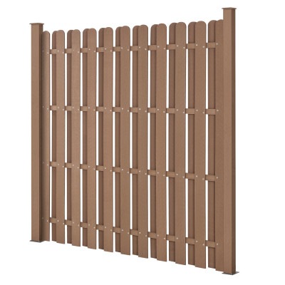 Clôture de jardin brise vent brise vue bois composite (wpc) brun 185 x 193 cm 03_0001473