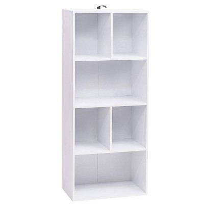 Bibliothèque avec 6 étagères en blanc 19_0000202