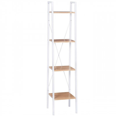 Étagère sur pied en métal et bois avec 4 étagères blanc 19_0000586