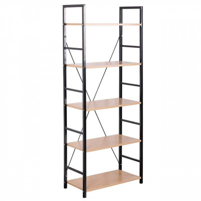 Étagère stand avec étagère en métal & bois chêne noir clair 19_0000381