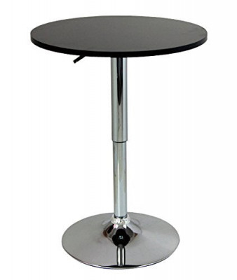 Table haute en MDF et acier chromé réglable en hauteur noir 19_0000376