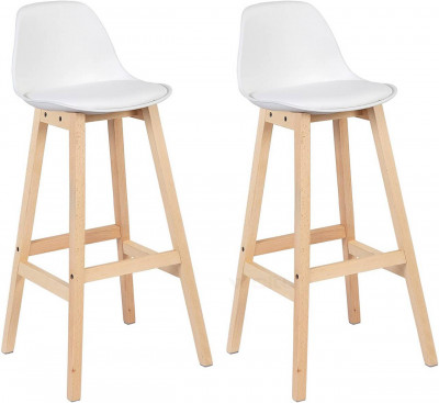Ensemble de 2 chaises de comptoir de cuisine de petit-déjeuner tabourets de bar blanc 19_0000591