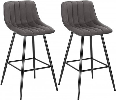 Lot de 2 tabourets de bar design avec repose-pieds gris foncé 19_0000236