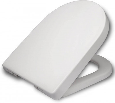 Abattant WC siège de toilette en forme de D à fermeture douce pour salle de bain familiale blanc 19_0000736