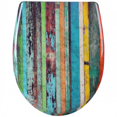Abattant WC siège de toilette en Duroplast rétro multicolore avec fermeture amortie et fixation rapide 19_0000713