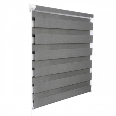 Store enrouleur zébré jour et nuit fenêtre translucide ou occultante aspect bois 70x150cm gris 19_0000812