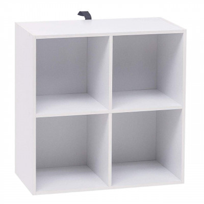 Bibliothèque en bois à 2 niveaux 4 cubes support pour bureau 60x30x60cm blanc 19_0000590